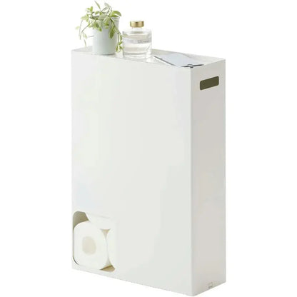 Home Toilet Paper Stocker - Bathroom Storage Organizer Dispenser Not for Jumbo Rolls Steel One Size White product image