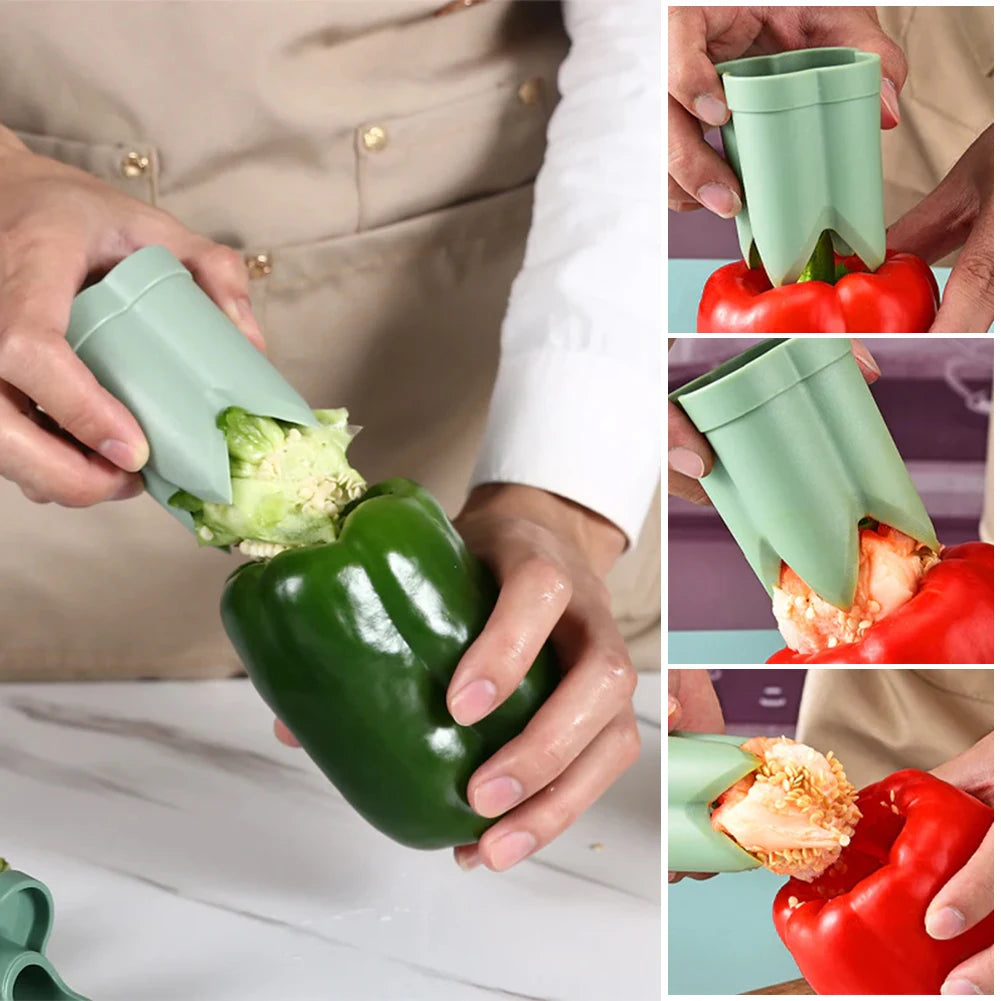 Ultimate 2-in-1 Fruit and Pepper Corer - Portable Seed Remover for Effortless Kitchen Prep