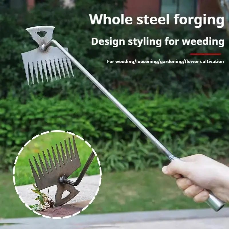 🌿 2-in-1 Garden Weeder & Rake – Crescent Hoe with 4/5/6/11 Teeth | Summer Gardening Essential NNOS