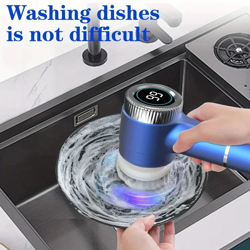 Powerful Wireless Electric Cleaning Brush IPX7 Waterproof USB Rechargeable Multi-functional Handheld Cleaner for Household