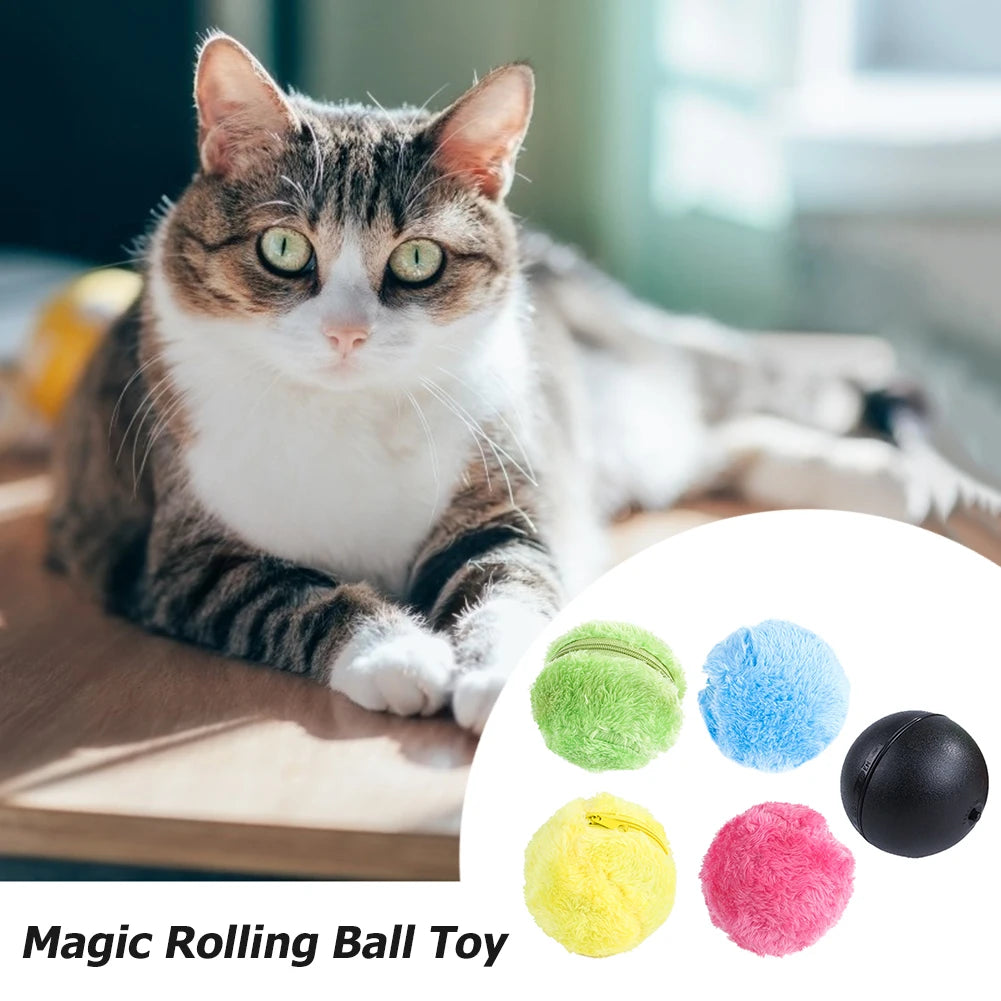 Interactive Magic Rolling Ball Toy for Dogs and Cats Plush Electric Activation Ball for Pet Fun