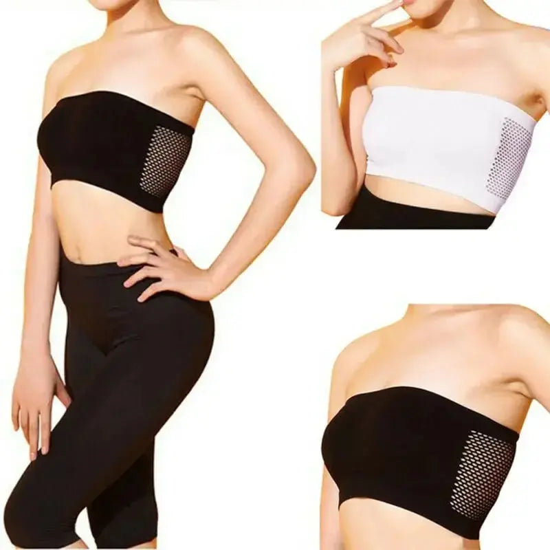 Summer Free Size Tube Invisible Bra Breathable Back Mesh Strapless Crop Top Women Ladies Sexy Bralette Bra Dress Shouderless Top NNOS