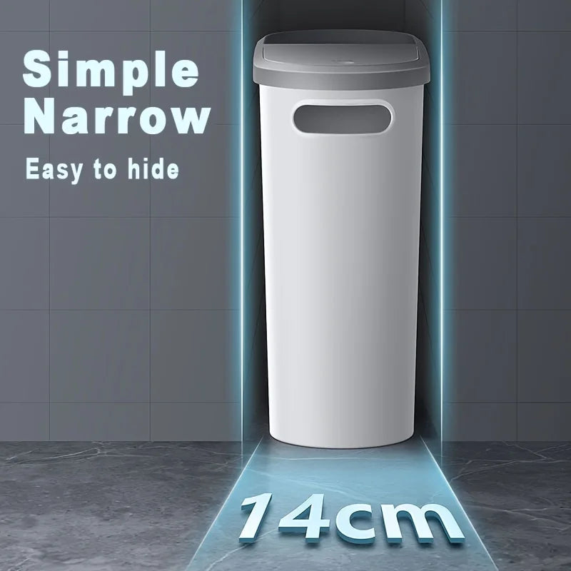 10L Silent Closed Plastic Bathroom Waste Bin - Space-Saving Design for Stylish Home Organization