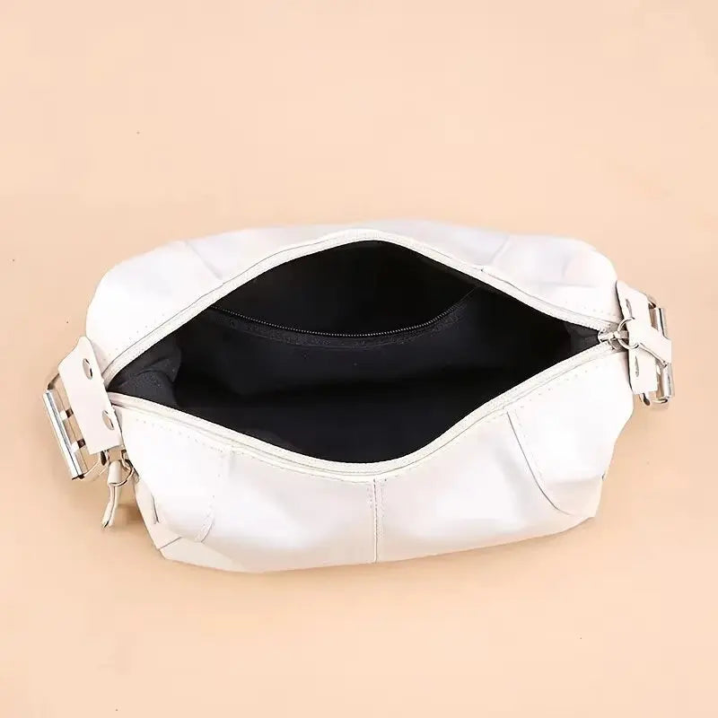 Cool Drag Style Women's Underarm Bag Leather Zipper Single Shoulder Handbag Niche Design for Stylish Women NNOS
