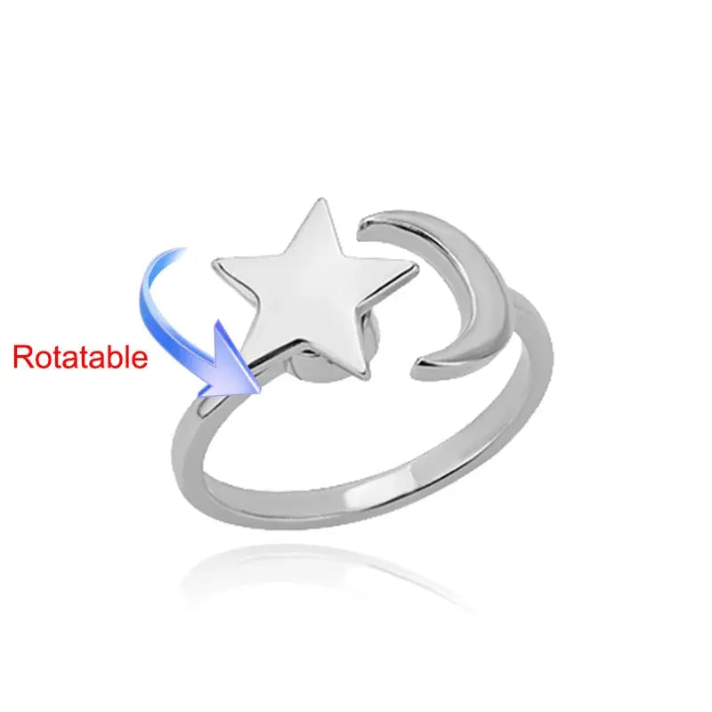 Four-Leaf Clover Rotating Anxiety Ring – Elegant Gold Stainless Steel Fidget Jewelry for Women NNOS