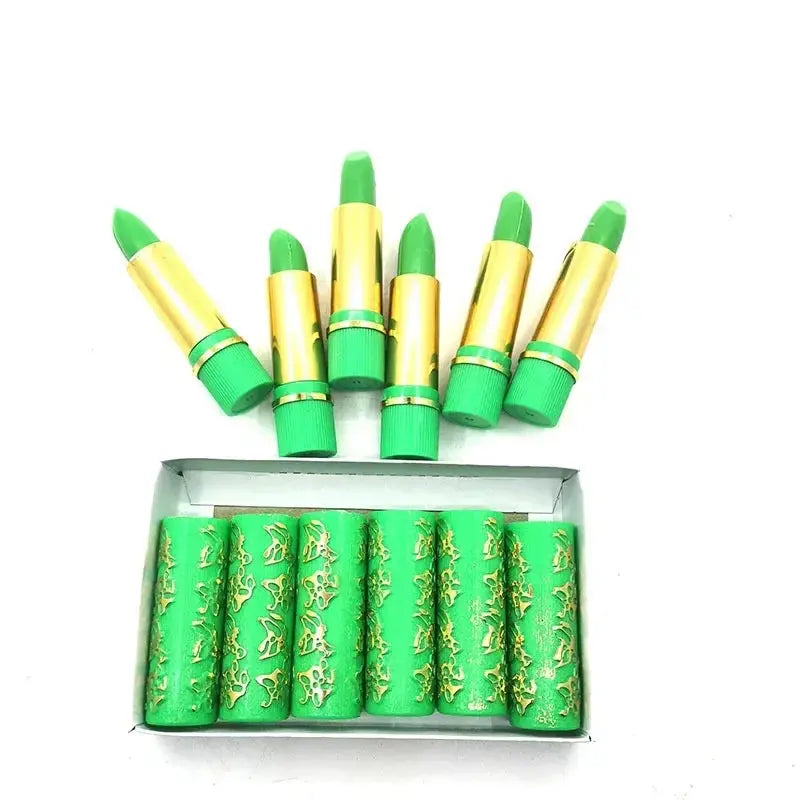 6PCS/Box Lipstick Dark Green Magic Lipgloss Lipstick Long Lasting Waterproof Butterfly Lip Tint Cosmetics Makeup Maquiagem NNOS