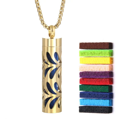 Luxurious Golden Stainless Steel Aromatherapy Necklace Diffuser - Elevate Your Scent Experience with Essential Oils and Perfumes