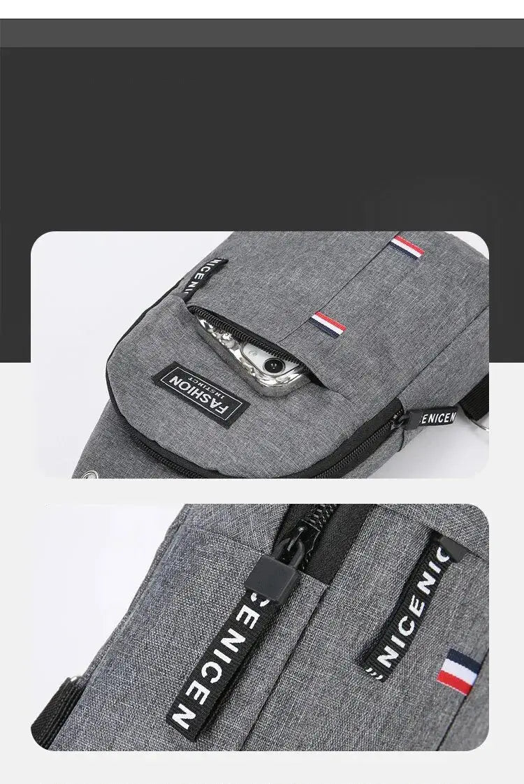 Men's Fashionable Chest Bag Large Capacity One Shoulder Crossbody Outdoor Sports Leisure Small Shoulder Bag NNOS