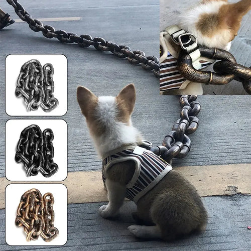 "Unbreakable Iron Chain Leash: Because Your Dog Deserves to Be a Tiny Tank!"