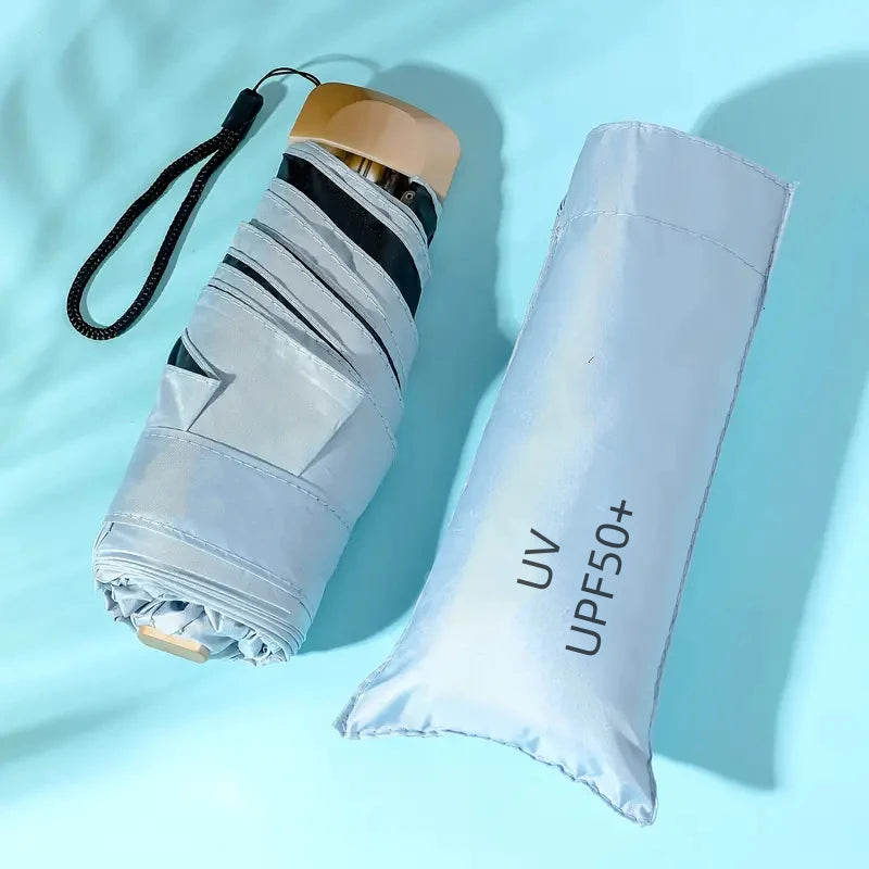 Compact Travel Umbrella with UV Protection and Folding Design