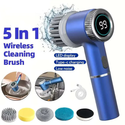 Powerful Wireless Electric Cleaning Brush IPX7 Waterproof USB Rechargeable Multi-functional Handheld Cleaner for Household