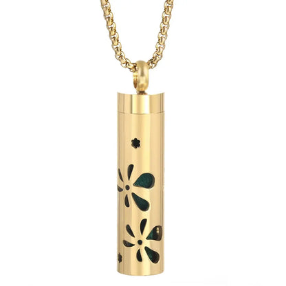 Luxurious Golden Stainless Steel Aromatherapy Necklace Diffuser - Elevate Your Scent Experience with Essential Oils and Perfumes