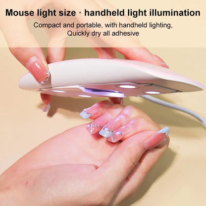 Portable 6W Mini Nail Dryer Machine with 6 LED UV Manicure Lamp for Home Use Dries Polish Varnish Quickly with USB Cable