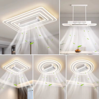 Bladeless LED Ceiling Fan Chandelier with Remote Control for Modern Home Decor in Living and Bedroom Spaces