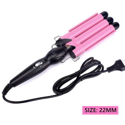 Ceramic Triple Barrel Hair Curling Iron - Professional Waver and Styling Tool