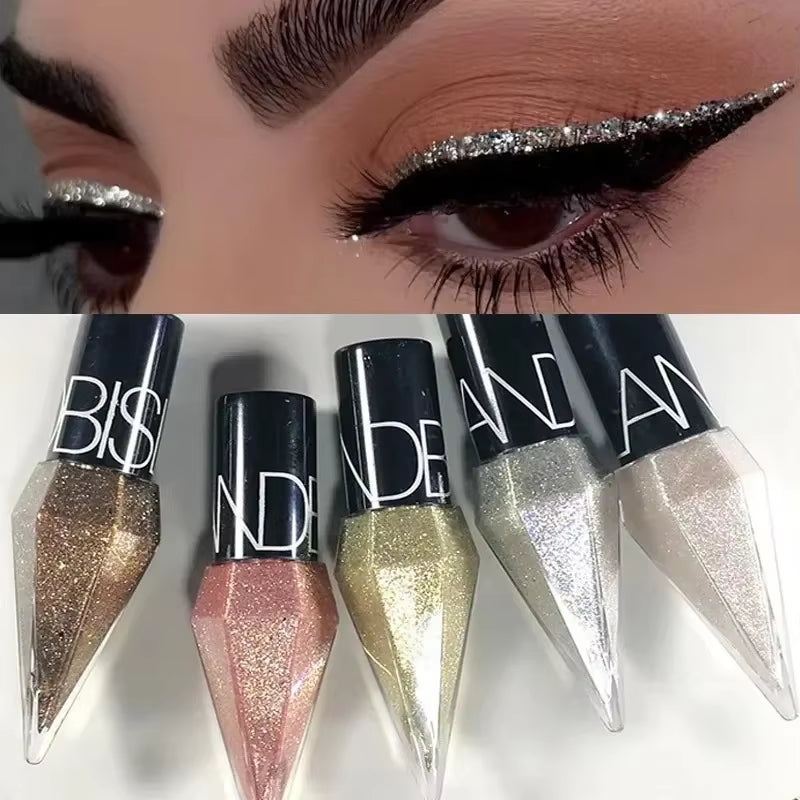 Diamond Shimmer Eyeliners and Eyeshadows - Waterproof Silver and Rose Gold Glitter Makeup for a Radiant Look