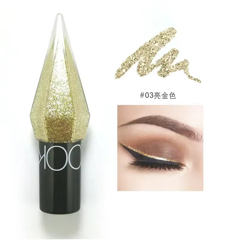 Diamond Shimmer Eyeliners and Eyeshadows - Waterproof Silver and Rose Gold Glitter Makeup for a Radiant Look