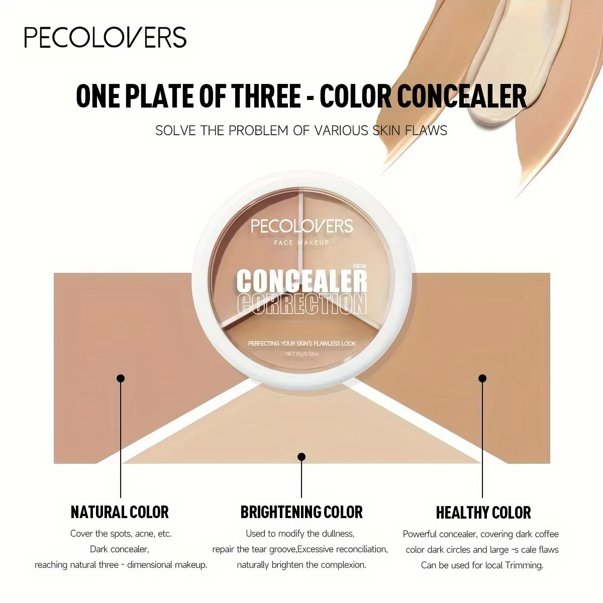 Ultimate Multifunctional Concealer Palette - Creamy Texture for Flawless Skin, Acne Marks & Dark Circles, 3 Colors for Lasting Brightening Effects