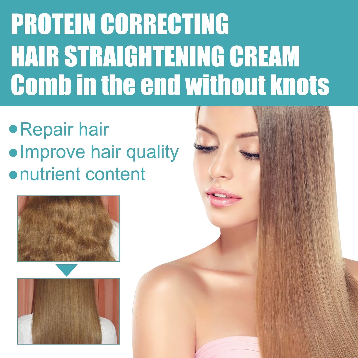 Keratin Repair Straightening Cream for Damaged Hair - Enhances Quality, Softens, and Prevents Dryness and Frizz