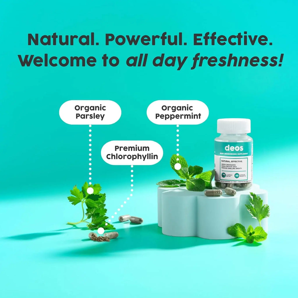 Internal Deodorant Supplement – Comprehensive Body Deodorizer for Gut Health, Skin Health, Detoxification, and Digestive Support – Natural Chlorophyll Capsules for Overall Freshness | 30 Capsules