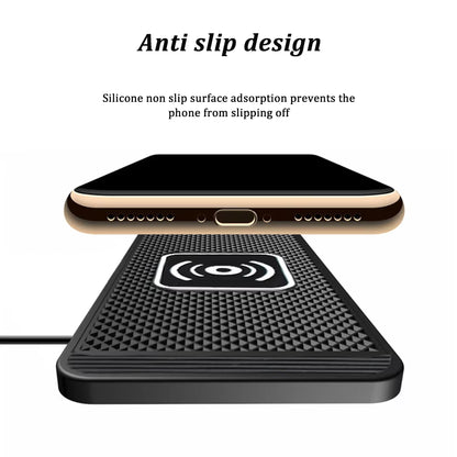 15W Non-Slip Silicone Wireless Charging Mat & Car Dashboard Stand for iPhone 15/14/13/12 - Dual-Function Convenience!