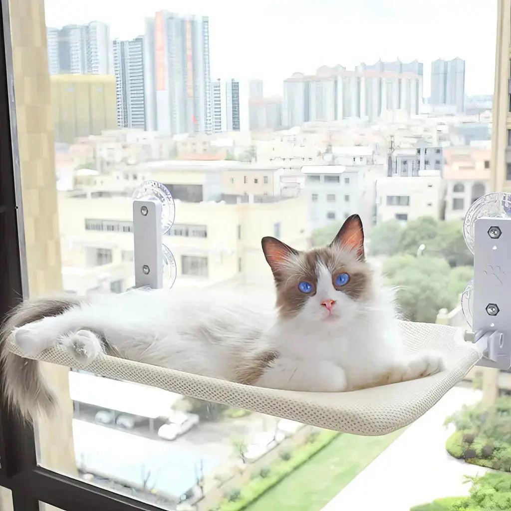 Cat Window Hammock – Heavy-Duty  40lb Support, Cozy Sunbathing Seat with Flannel Pad & Steel Cables NNOS